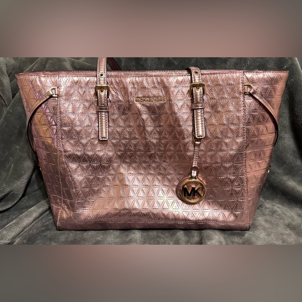 Michael Kors Metallic Rose Gold Quilted Tote